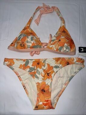 NWT Rip Curl Papaya Punch Halter Top and Bottom Set, Medium